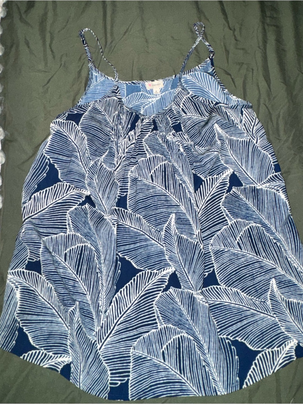 Daniel Cremieux Navy and White Leaf-Print Camisole